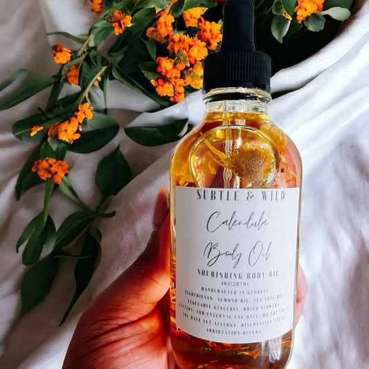 6 oz Calendula Body Oil|Handmade Oil|Spa Gift for Her|Body Oil|Body Oils|Essential Oils|Mother's Day|Best friend Gift|Bridesmaid Gift| - Subtle and Wild