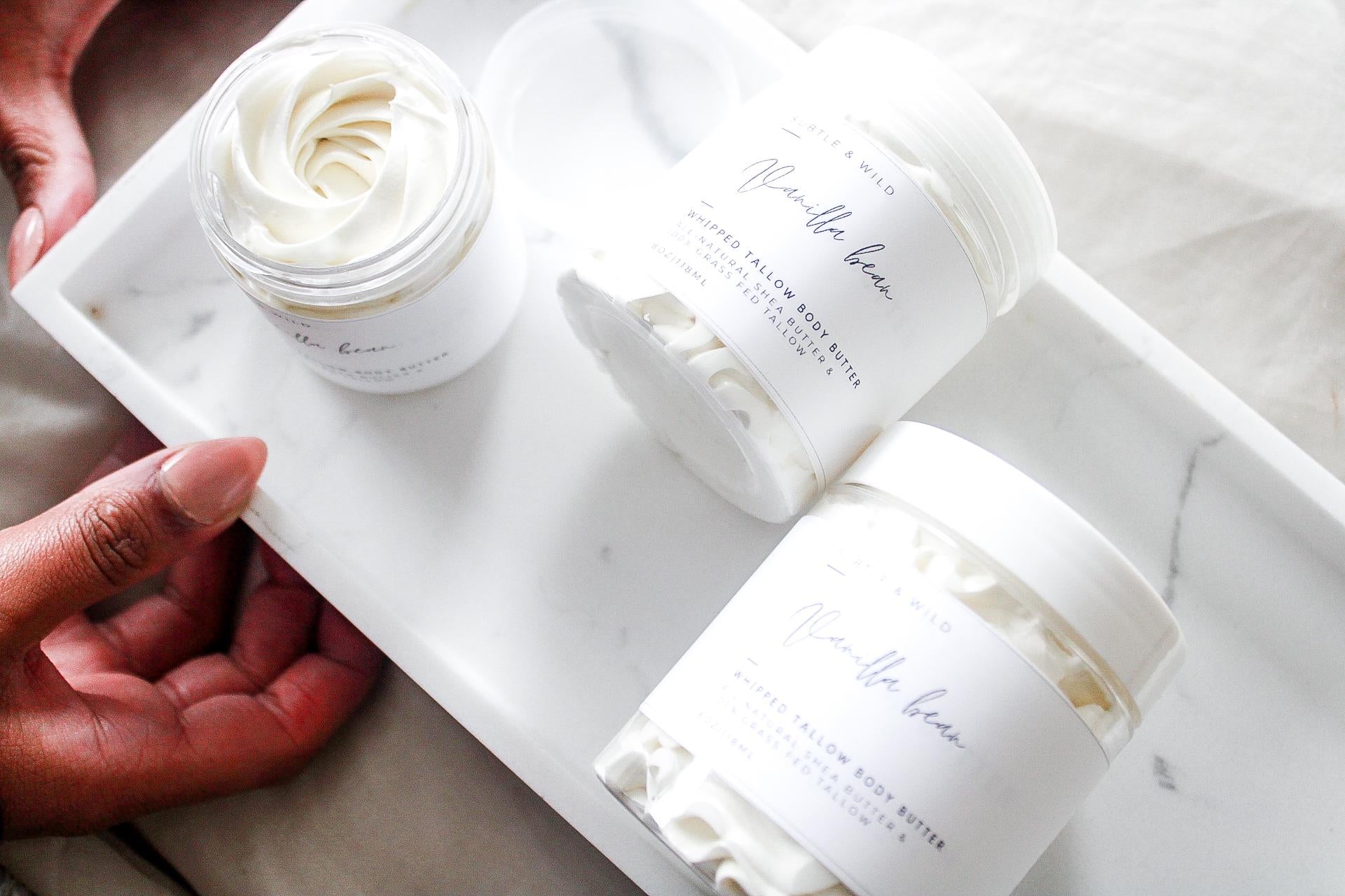 Vanilla Bean Whipped Tallow Butter• Beef Tallow•Beef Suet• Moisturizer Beef Tallow Skincare•Tallow•Skin Tallow, Natural Skincare,Body Butter - Subtle and Wild